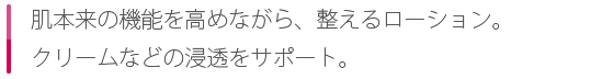 肌本来の機能を高めながら、整えるローション。クリームなどの浸透をサポート。